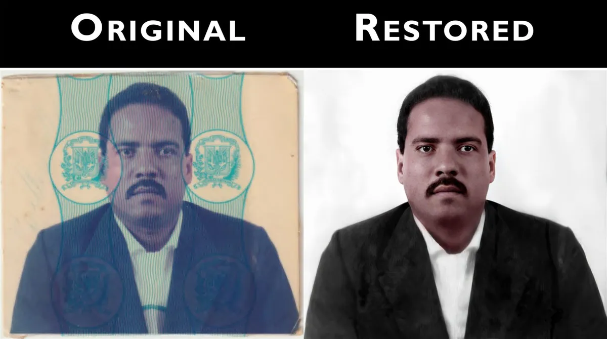 Restauration d'une photo d'identité ancienne — avant après